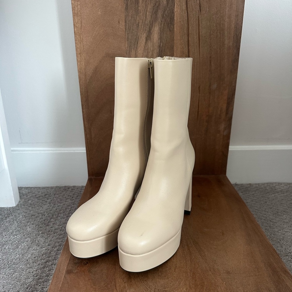 Cream Platform Boots
